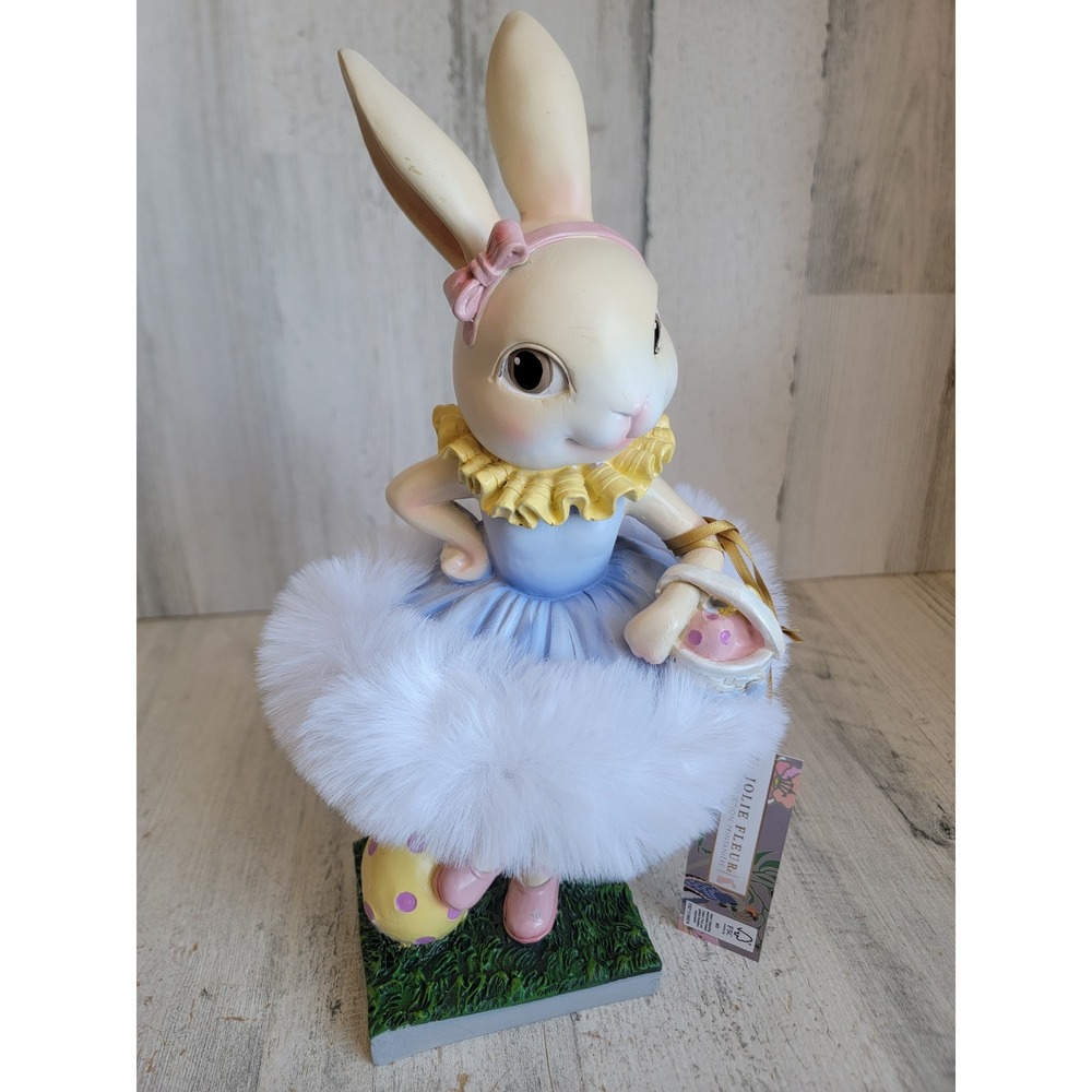 Jolie Fleur Easter ballerina rabbit tutu bunny spring home decor pastel figure